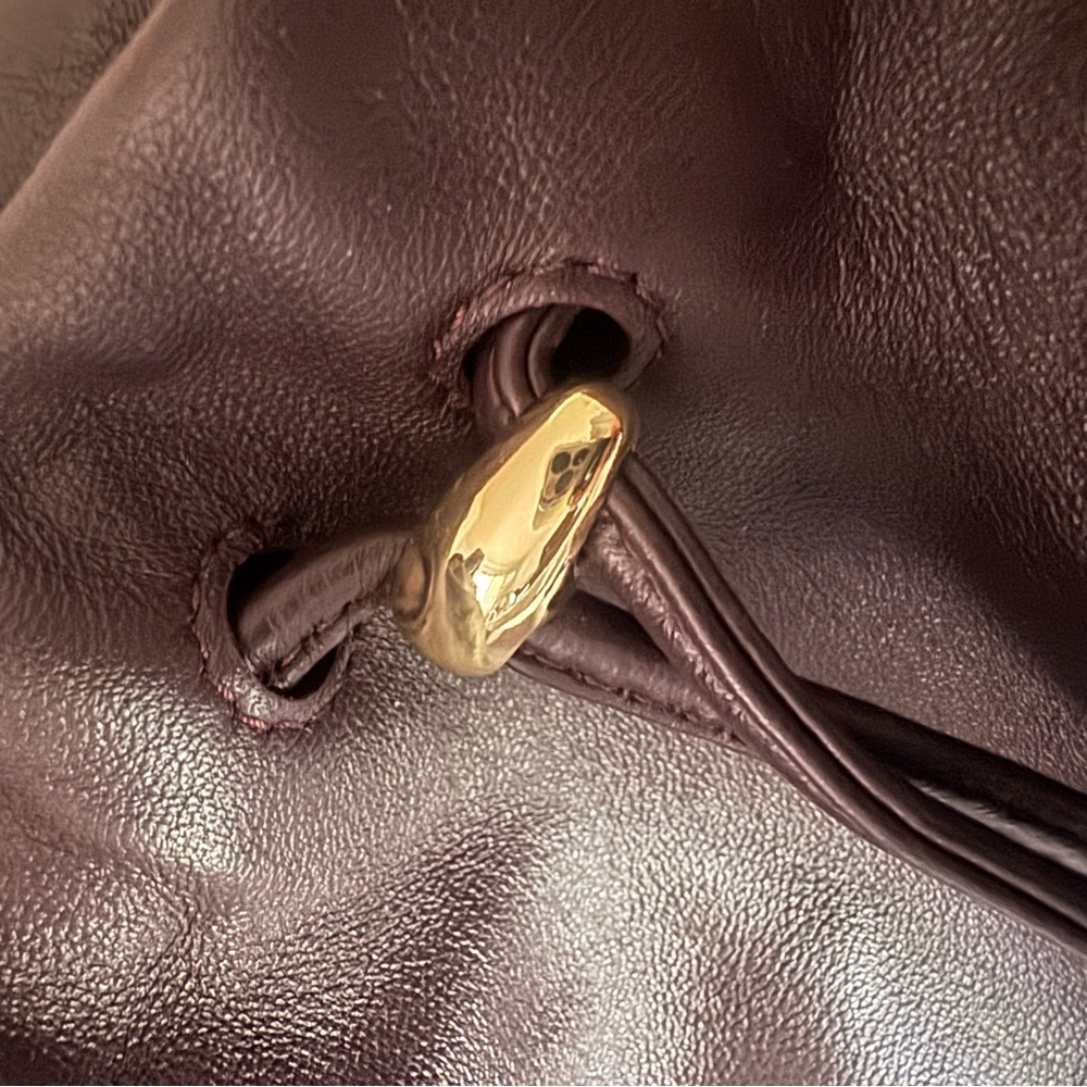 Cuyana Dia drawstring shoulder bag in smooth lambskin leather- Plum - Picture 9 of 10